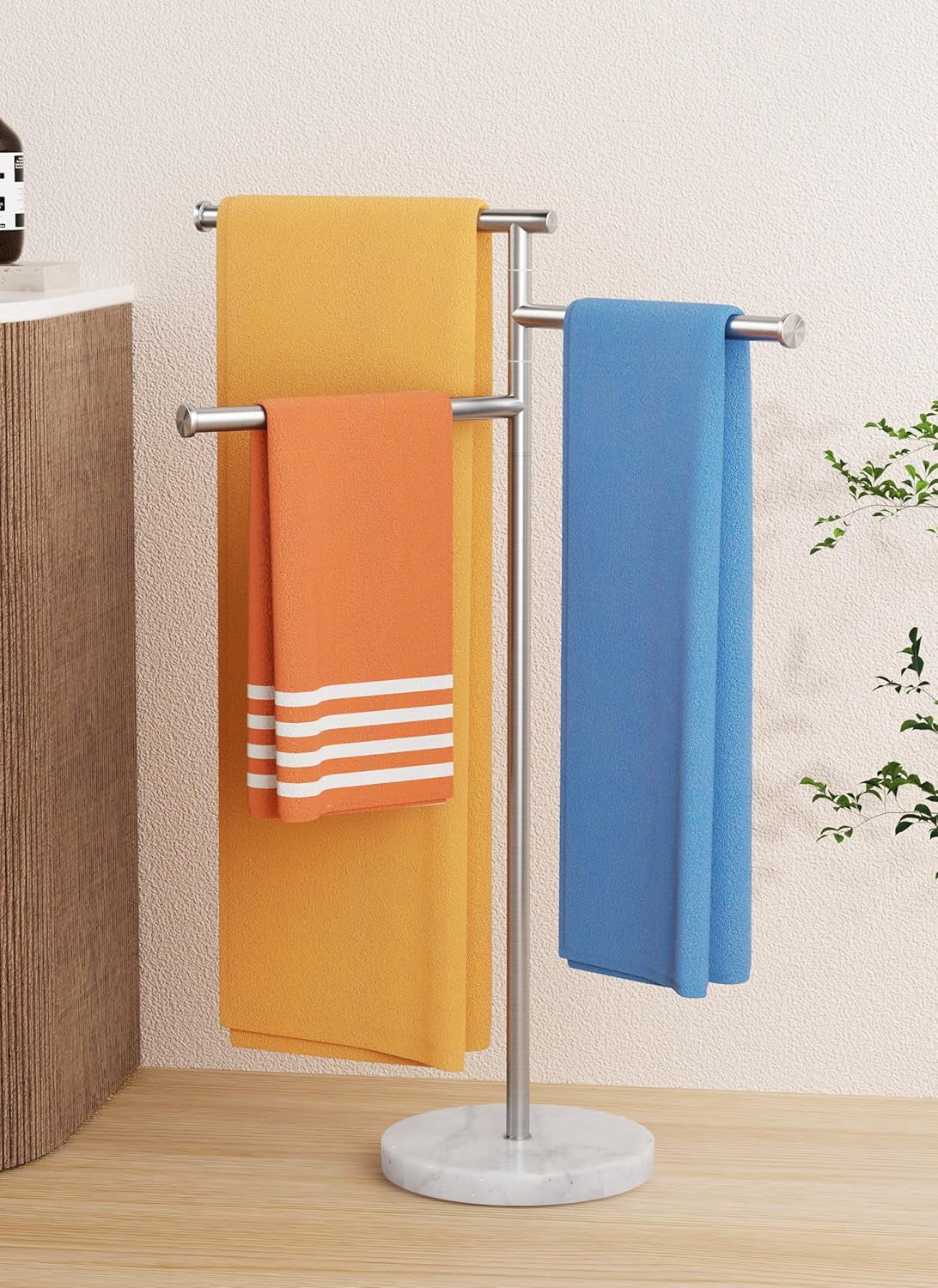 Free Standing Towel Racks for Bathroom with Weighted Marble Base, 40 ...