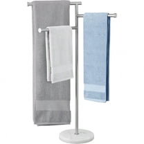 Free Standing Towel Racks for Bathroom with Weighted Marble Base, 40-Inch Floor Standing Towel Rack Stand, 3 Swivel Bars, Premium 18/8 St