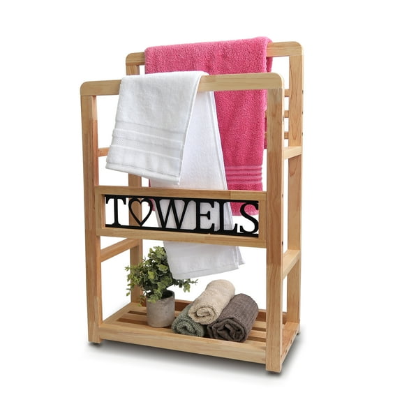 Free Standing Towel Racks For Bathroom - Bekitchen 31.5" H Blanket Rack Stand For Living Room, Black TOWELS Letters