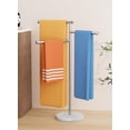 thumbnail image 1 of Free Standing Towel Racks For Bathroom With Weighted Marble Base  40-inch Floor Rack Stand 3 Swivel Bars 18/8 Stainless Steel Brushed Finish Bth219-2, 1 of 8
