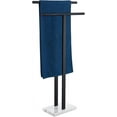 thumbnail image 1 of Free Standing Towel Racks Matte Black 2-Tier Towel Holder for Bathroom Floor Stand with Heavy Marble Base Thicken Steady Design Stainless Steel, 1 of 14