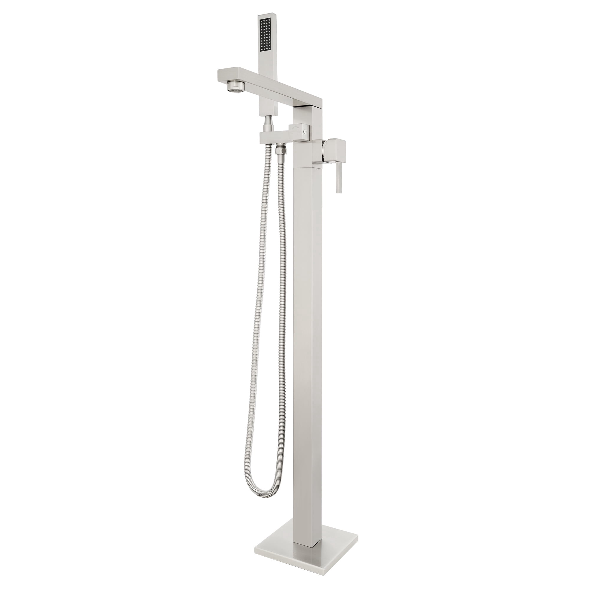 Free Standing Tub Faucet, 360°Swivel High Flow Freestanding Bathtub Faucet with Handheld Shower, Brass Body Tub Filler for Modern Bathroom, Brushed Nickel