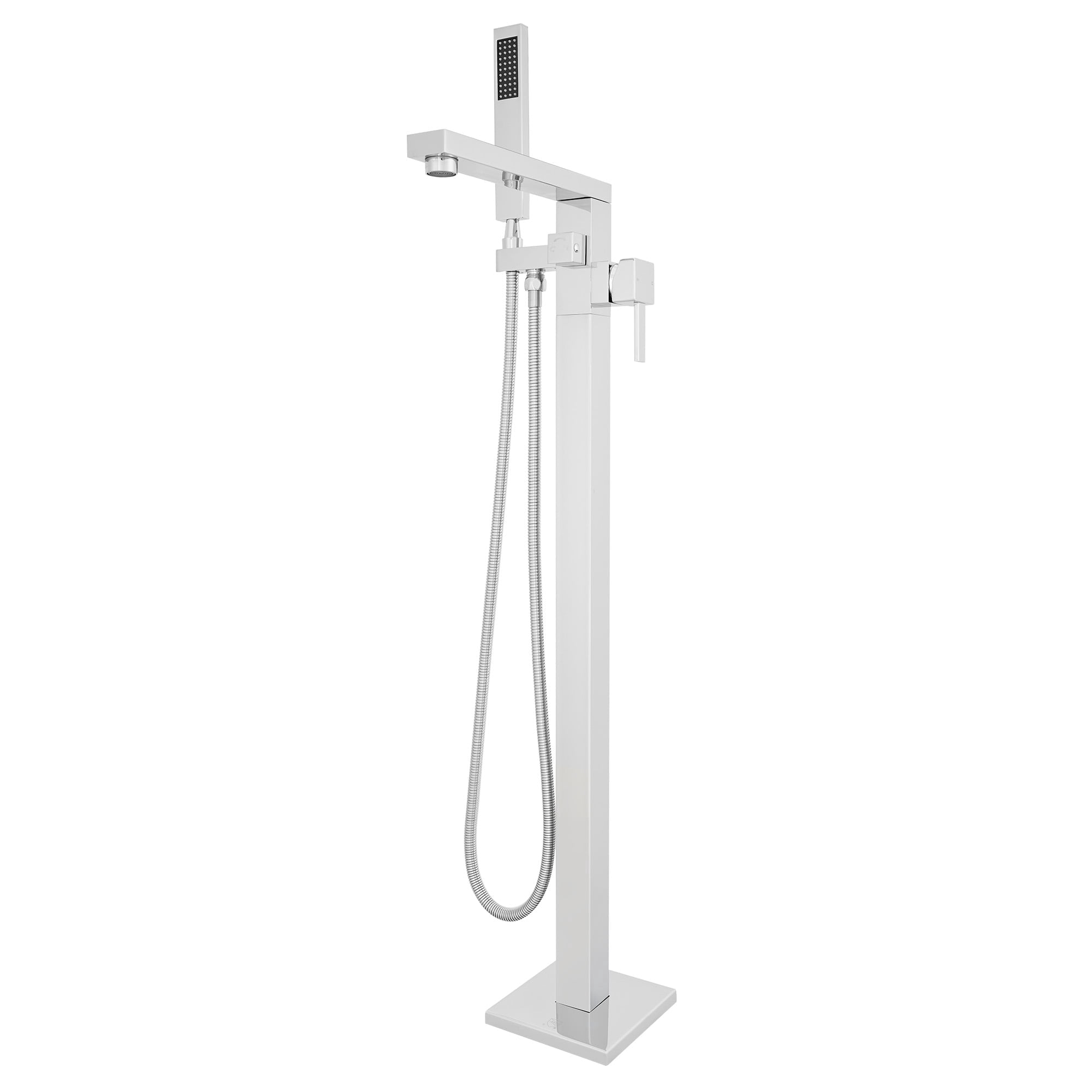 Free Standing Tub Faucet, 360°Swivel High Flow Freestanding Bathtub Faucet with Handheld Shower, Brass Body Tub Filler for Modern Bathroom, Chrome
