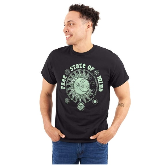 Free State of Mind Celestial Sun Moon Men's Graphic T Shirt Tees Brisco Brands S