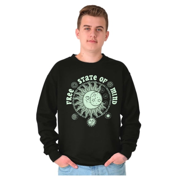 Free State of Mind Celestial Sun Moon Unisex Plus Fleece Graphic Sweatshirt Brisco Brands 4X
