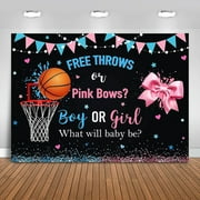 Free Throws or Pink Bows Gender Reveal Beautiful Backdrop Basketball Bows Gender Reveal Party Decorations Background Boy or Girl He or She Banner Photo Booth Props