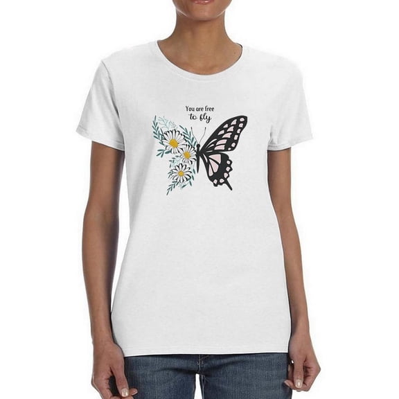 Free To Fly Butterfly Daisy T-Shirt Women -Image by Shutterstock, Female Small