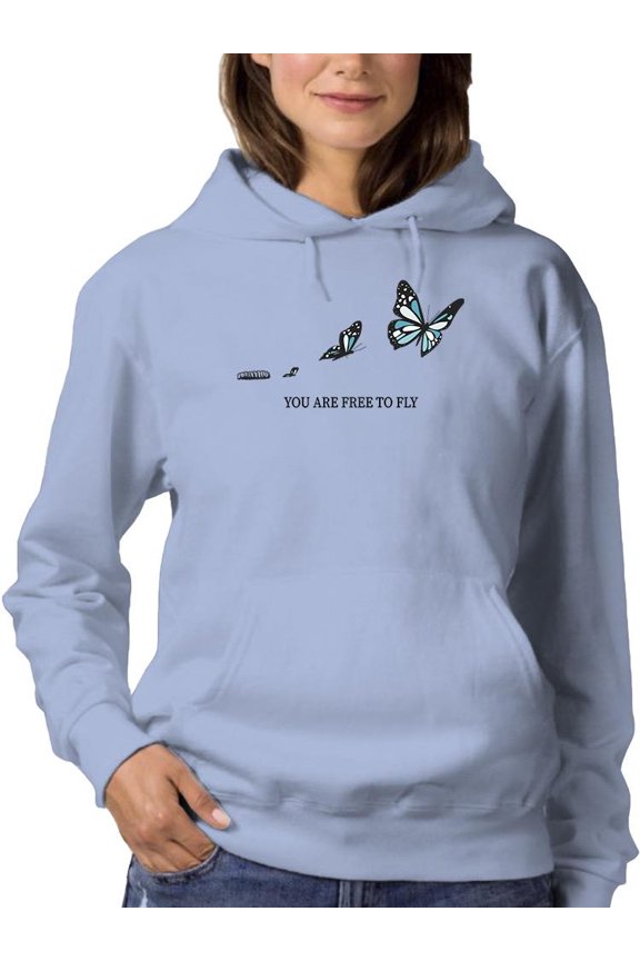 Free To Fly Butterfly Hoodie Women -Image by Shutterstock, Female Large