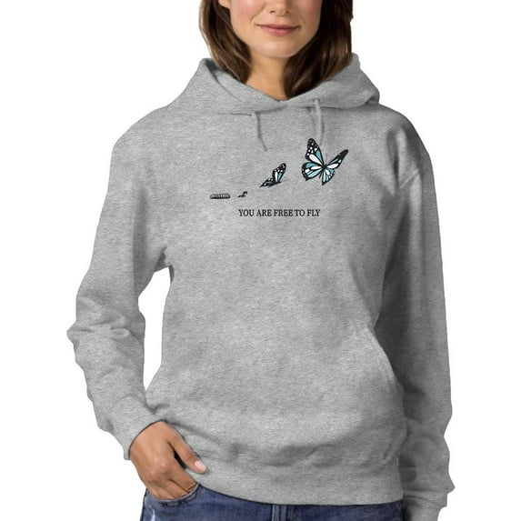 Free To Fly Butterfly Hoodie Women -Image by Shutterstock, Female Large