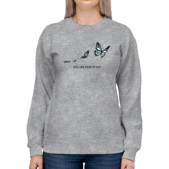Free To Fly Butterfly Sweatshirt Women -Image by Shutterstock, Female 5X-Large