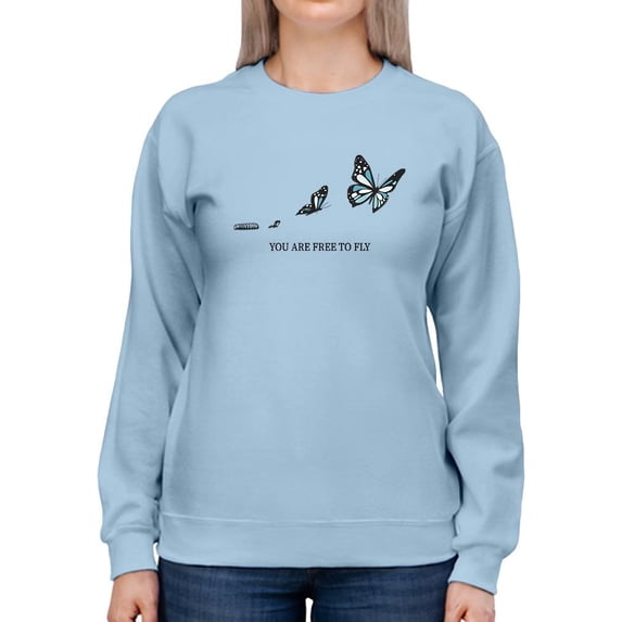 Free To Fly Butterfly Sweatshirt Women -Image by Shutterstock, Female Large