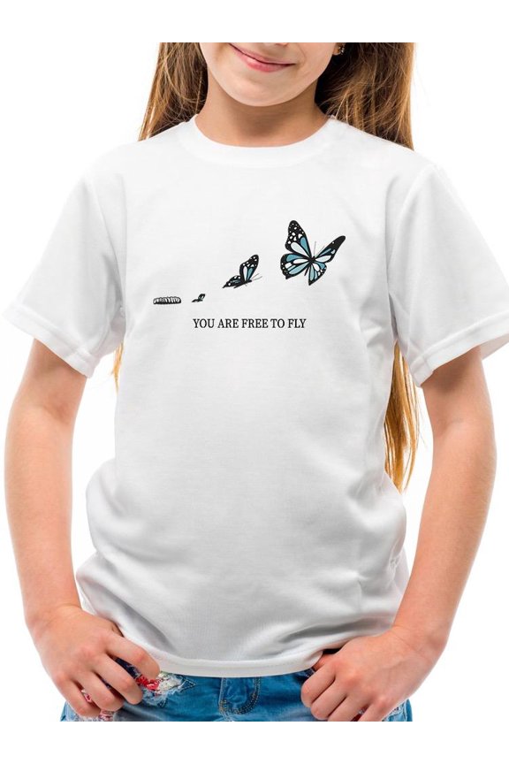 Free To Fly Butterfly T-Shirt Juniors -Image by Shutterstock,  Small