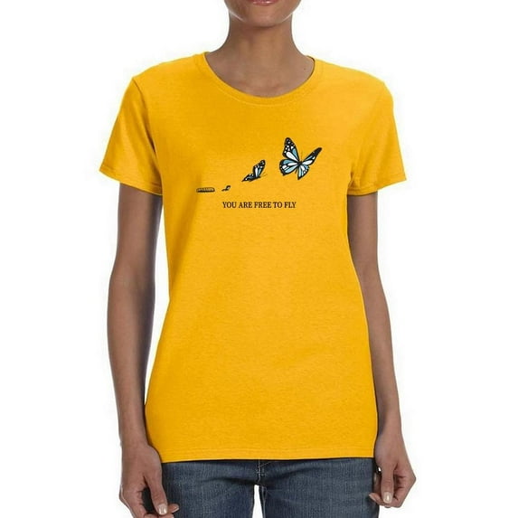 Free To Fly Butterfly T-Shirt Women -Image by Shutterstock, Female 4X-Large