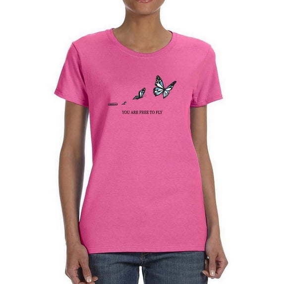 Free To Fly Butterfly T-Shirt Women -Image by Shutterstock, Female Medium
