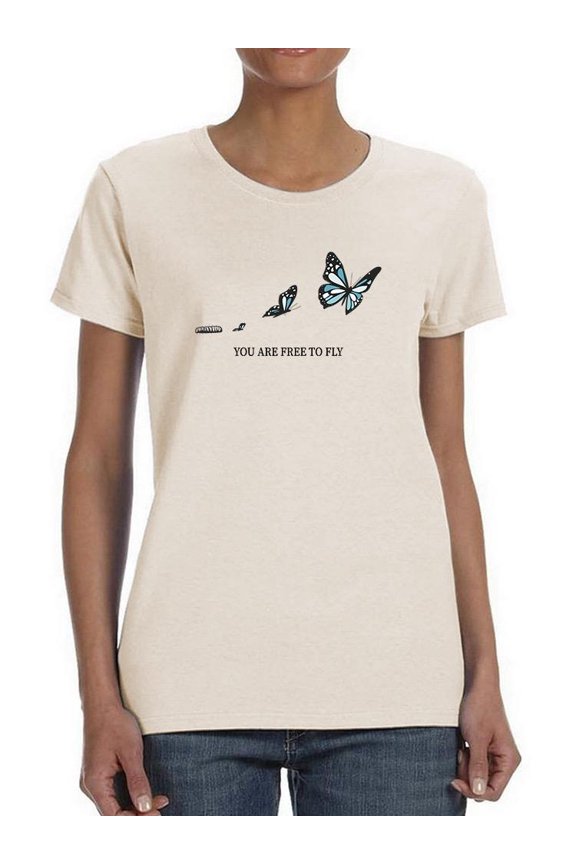 Free To Fly Butterfly T-Shirt Women -Image by Shutterstock, Female Small