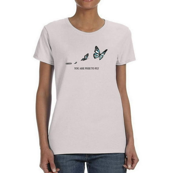 Free To Fly Butterfly T-Shirt Women -Image by Shutterstock, Female XX-Large
