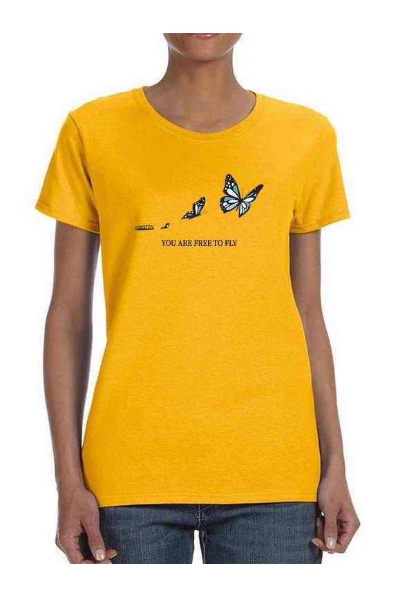 Free To Fly Butterfly T-Shirt Women -Image by Shutterstock, Female x-Large