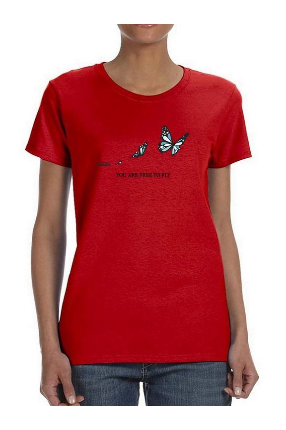 Free To Fly Butterfly T-Shirt Women -Image by Shutterstock, Female x-Large