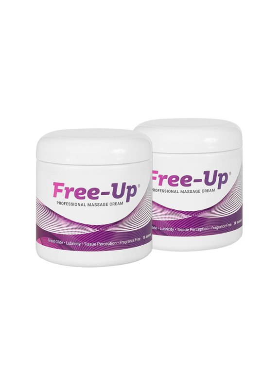 Free-Up-Professional Massage Cream, Fragrance-Free, Great Glide, Lubricity, Tissue Perception, Perfect for Physical Therapy, Massage Versatile, Non-Greasy, 16 Oz Jar, 2 Pack