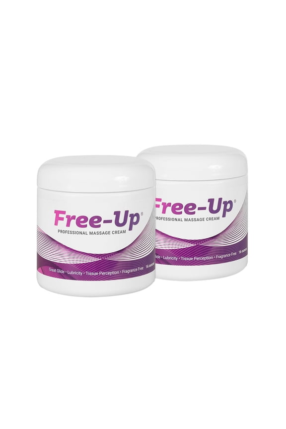 Free-Up-Professional Massage Cream, Fragrance-Free, Great Glide, Lubricity, Tissue Perception, Perfect for Physical Therapy, Massage Versatile, Non-Greasy, 16 Oz Jar, 2 Pack