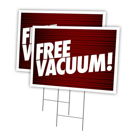 Free Vacuum 2 Pack Of 18" x 24" Yard Sign & Stake | Advertise Your Business | Stake Included Image On Front Only | Made in The USA