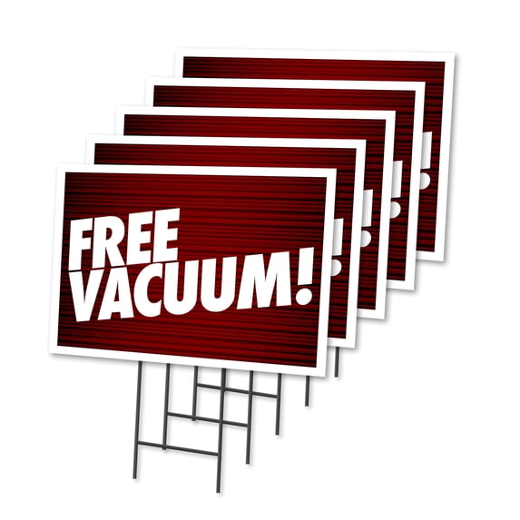 Free Vacuum 5 Pack Of 18" x 24" Yard Sign & Stake | Advertise Your Business | Stake Included Image On Both Sides | Made in The USA