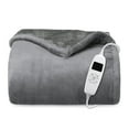 thumbnail image 1 of Heated Throw Blanket 70"x 80" Extra Large Size Flannel and Velvet with 10 Optional Heating Levels ,8 Hours Timer Up- Gray, 1 of 6
