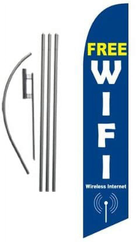 Free WiFi Advertising Feather Banner Swooper Flag Sign with Flag Pole Kit and Ground Stake