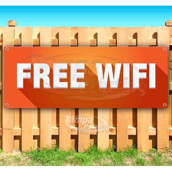 Free Wifi 13 oz Vinyl Banner With Metal Grommets