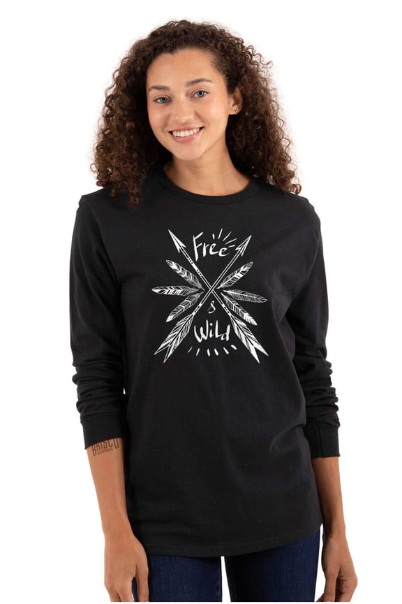 Free Wild Inspirational Motivational Women's Long Sleeve T Shirt Brisco Brands S