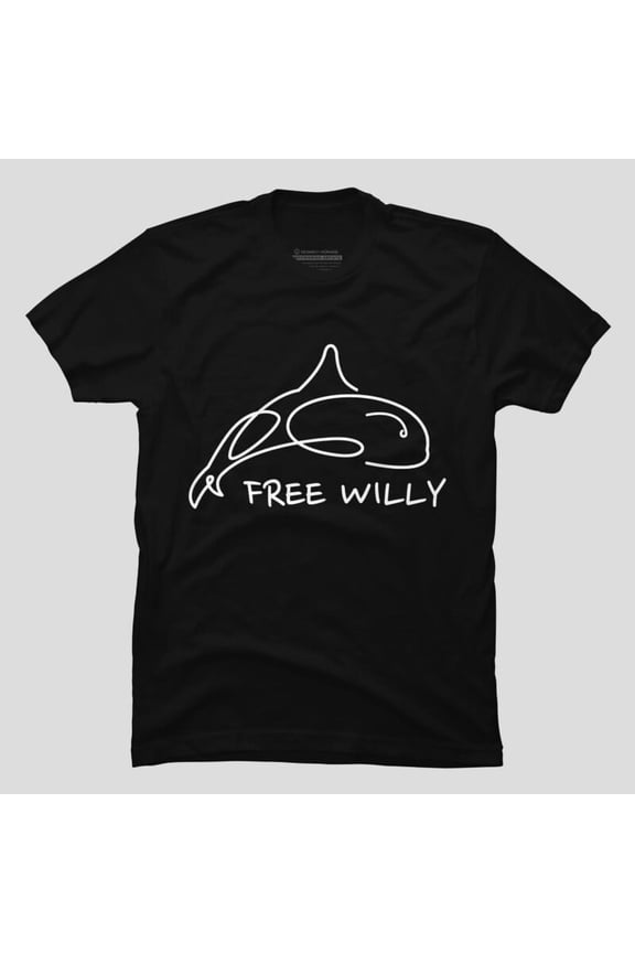 Free Willy Single Line Drawing Whale Retro Ocean Art H28621 Unisex T-Shirt, Up to 5XL Available