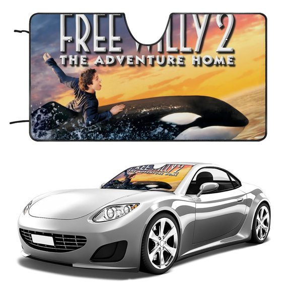 Free Willy-theme Windshield Sun Shade Front Protector Folding Car Sun Visor Blocks Uv Rays Keeps Your Vehicle Cool56in*30in(140cm*76cm)