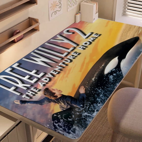 Free Willy-themed extra-large Non-Slip Base leather Desk Table mat—versatile for computer desks, dining tables, and more.12"x24"(30X60cm)