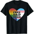thumbnail image 1 of Free dad hugs with rainbow and transgender flag heart T-Shirt, 1 of 3