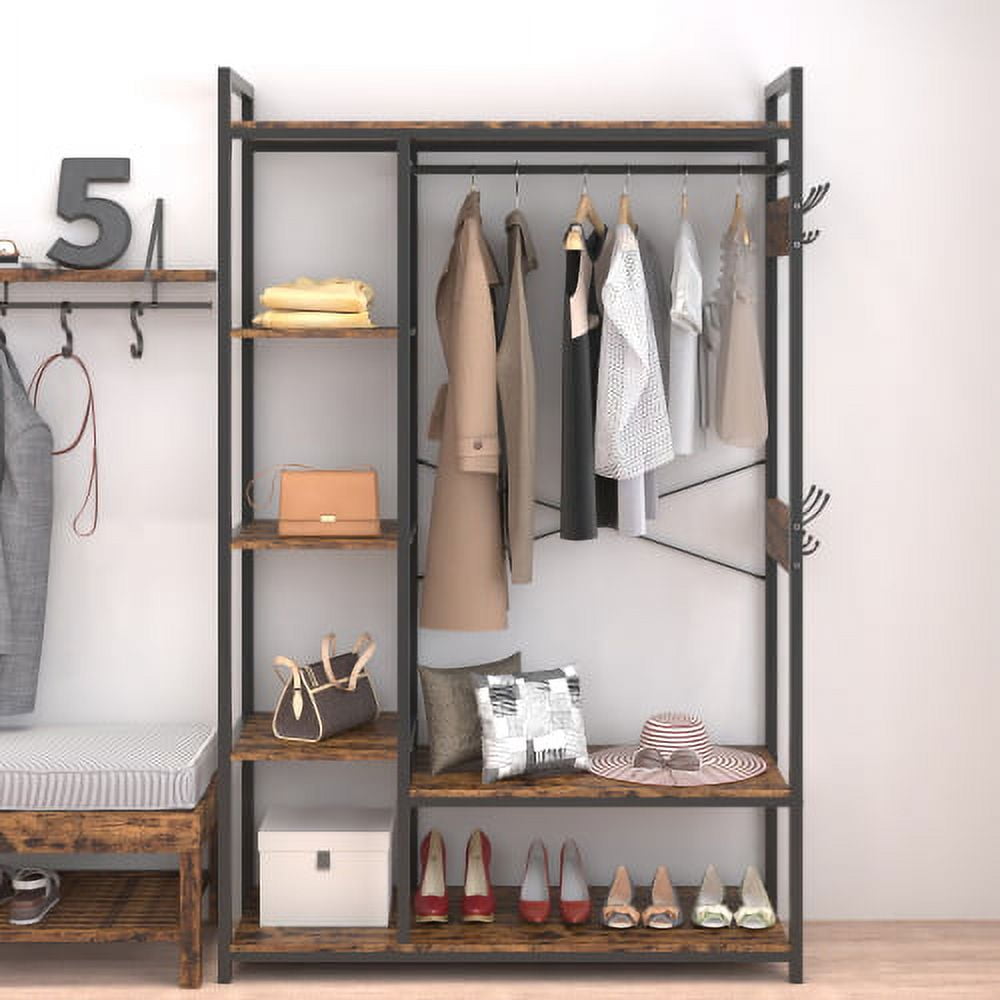 Iron 6 Hooks Storage Shelf Wardrobe Cabinet Metal Under Shelves