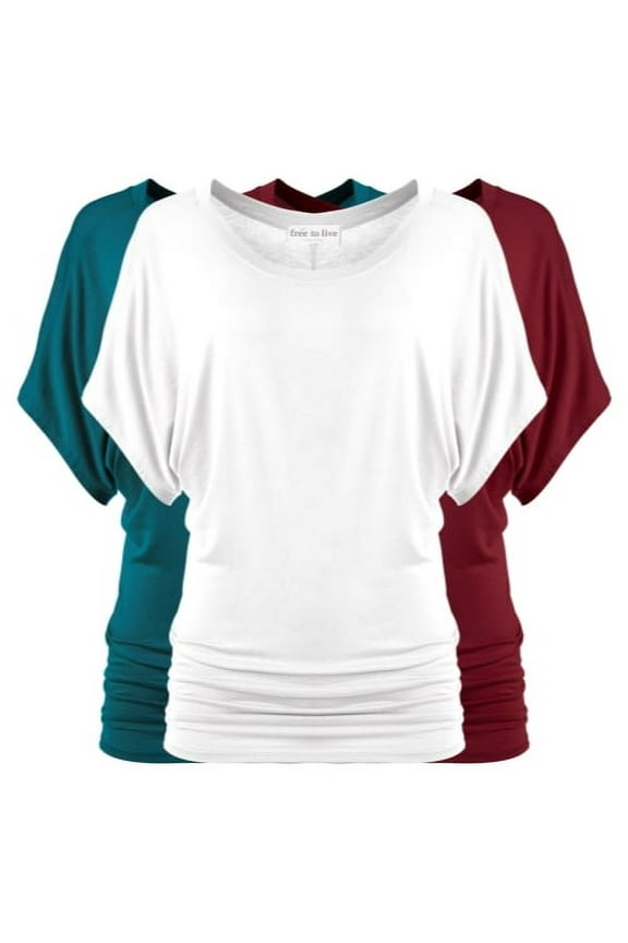 3 Pack Short Sleeve Casual Women's Dolman Tops