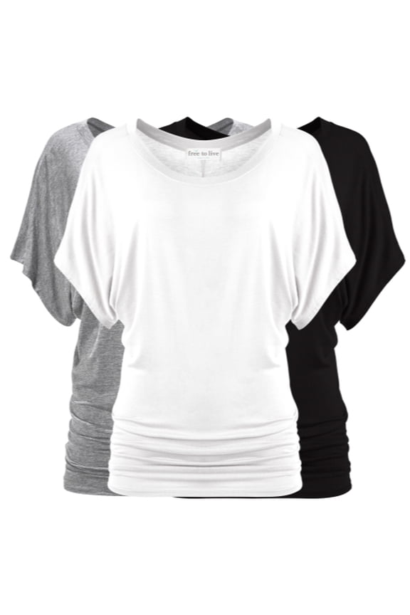 3 Pack Short Sleeve Casual Women's Dolman Tops