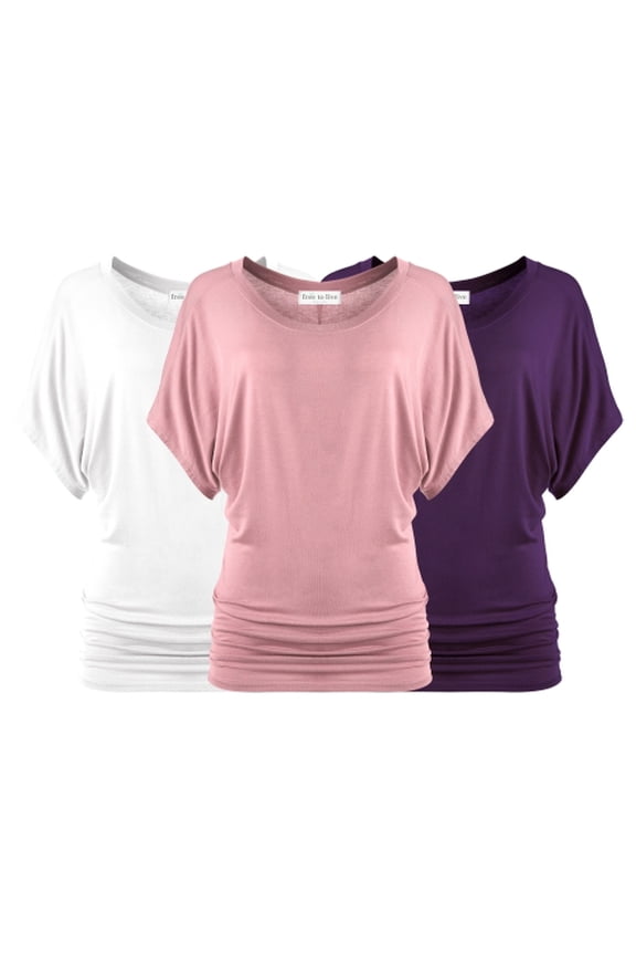 3 Pack Short Sleeve Casual Women's Dolman Tops