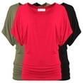 thumbnail image 1 of Free to Live 3 Pack Short Sleeve Casual Women's Dolman Tops, 1 of 6