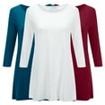 thumbnail image 1 of Free to Live 3 Pack Women's Loose Fit Long Elbow Sleeve Extra Long Jersey Tunics, 1 of 6