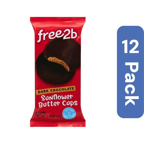 Free2B Foods Chocolate Cup Dark 2 Pieces 1.4 oz (Pack Of 12)
