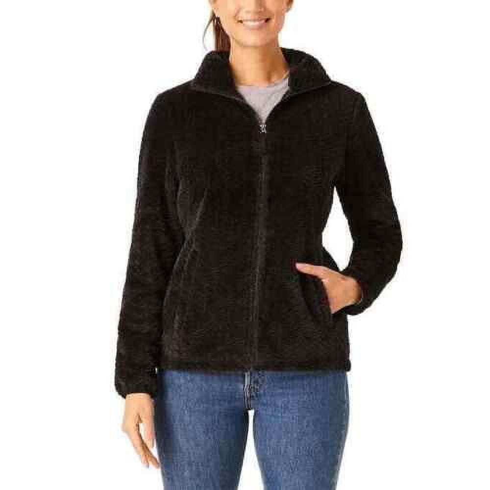 Free2B Ladies Butter Pile Fleece Jacket Full Zip Soft Handfeel Black S Walmart