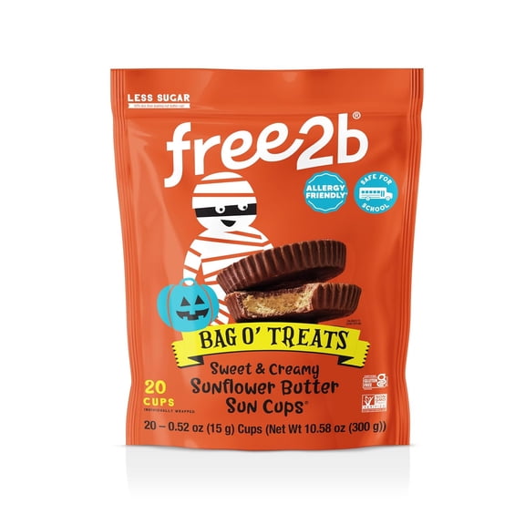 Free2b Bag O'Treats Halloween Creamy Sun Cups, Allergy Friendly (Bag of 20)