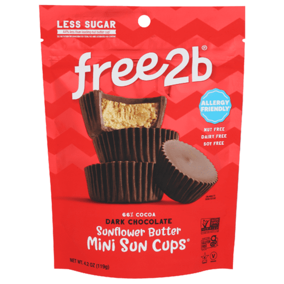Free2b Dark Chocolate Mini Sun Cups 4.2 oz - Pack of 5