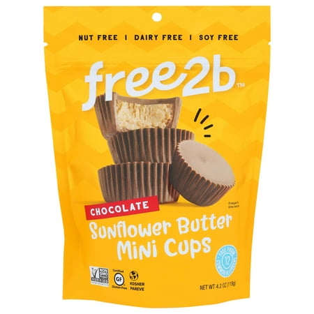 Free2b Dark Chocolate Sunflower Butter Mini Cups, 4.2 Ounces, 6 Per Case