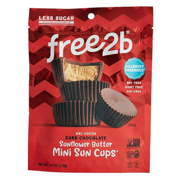 Free2b Sunflower Butter Mini Sun Cups Dark Chocolate - 4.2 oz Pack of 3