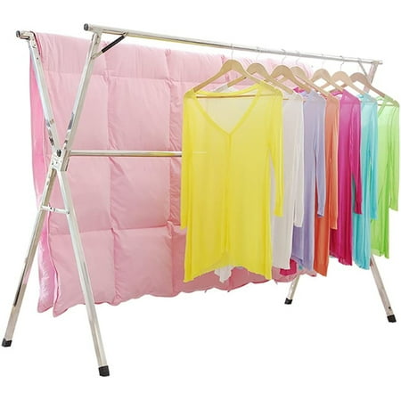 FreeLung 59inch Clothes Drying Rack for Laundry Free Installed Folding Hanger Rack Stainless Steel