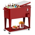 thumbnail image 1 of FreeLung 80QT Rolling Cooler Cart with Wheels Ice Chest Outdoor Backyard Coolers on Wheels Red, 1 of 7