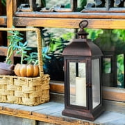 FreeLung Decorative Candle Lanterns Flameless Battery-Operated with Timer Function, 13.7'' Indoor