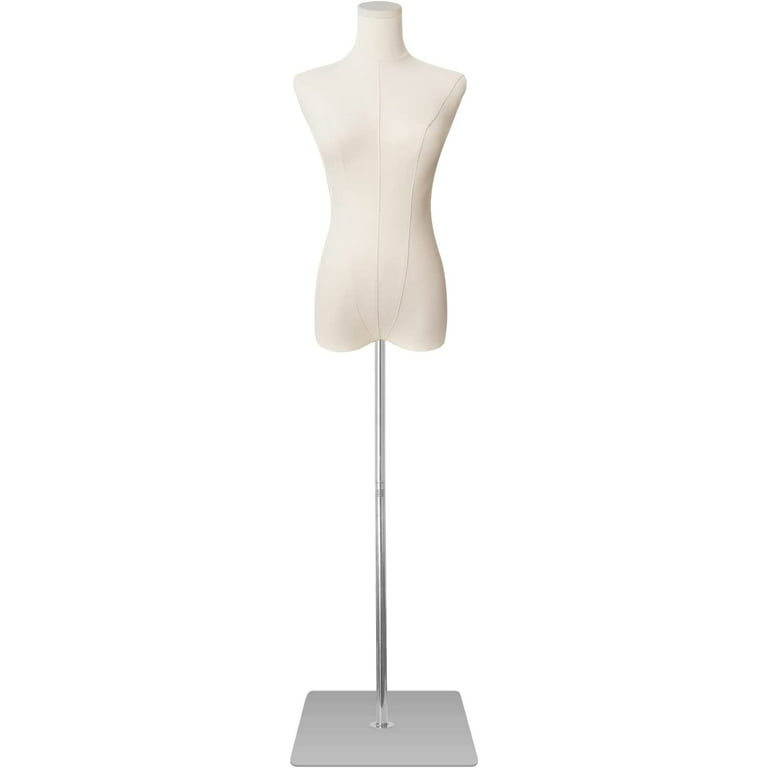 FreeLung Female Mannequin Torso Dress Form Adjustable Tripod Stand Base  Style (Beige) 